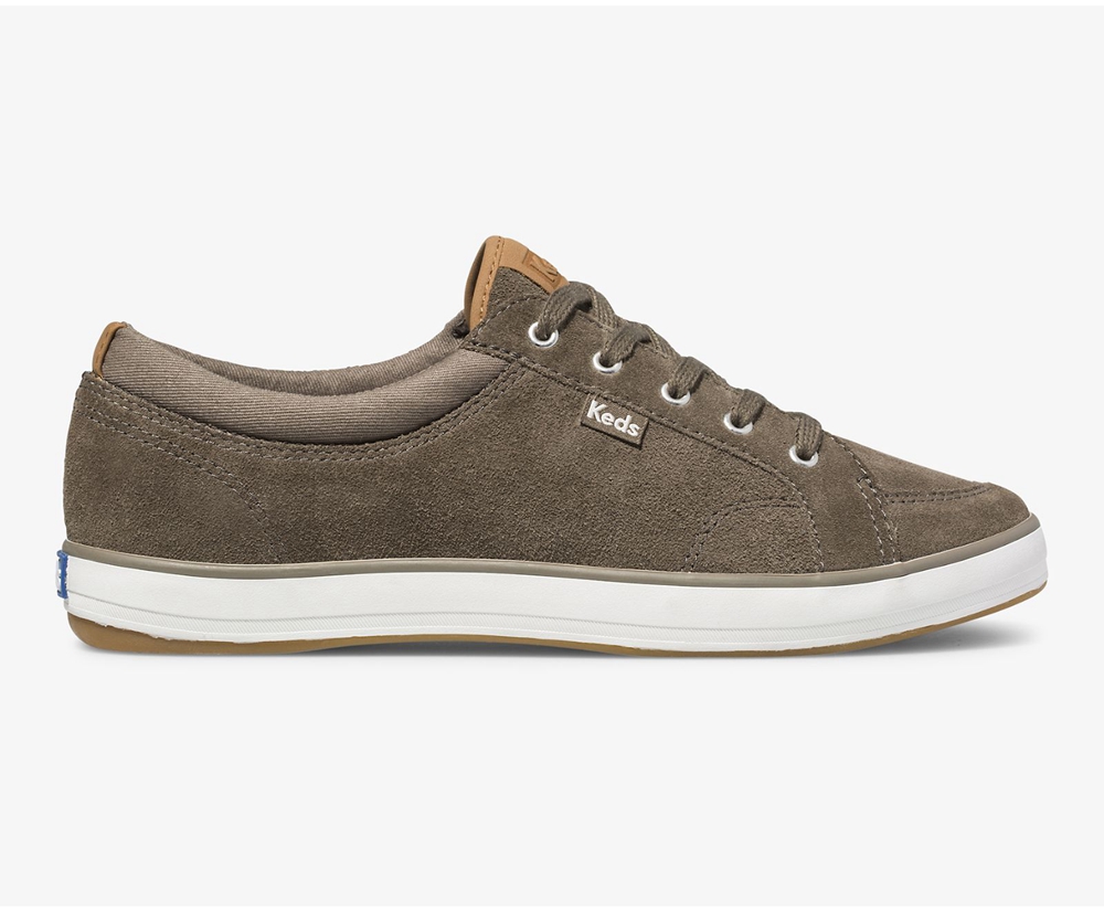 Womens Keds Sneakers - Center Suede - Olive - 2091-XWVSY